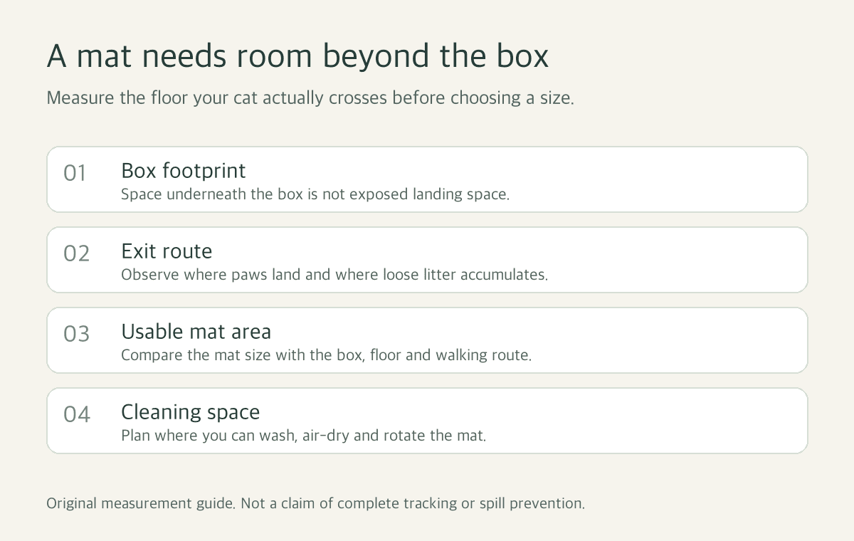 Box footprint, exit route and cleaning-space measurement checklist